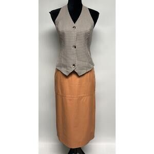 Vintage 1970s Leather Pencil Skirt Small Sz 27 Argentina Made Buttery Brown